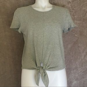 Madewell Front Tied Textured Top Gray